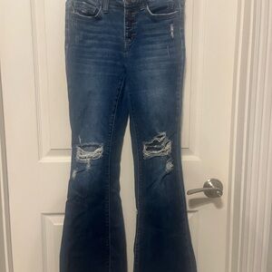 Zenana Outfitters Distressed Blue Flare Jeans